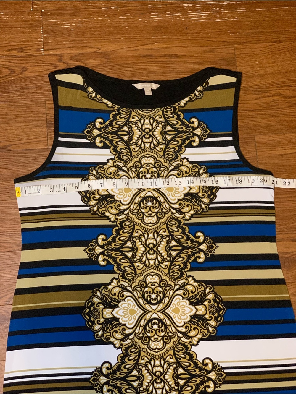 Banana Republic Baroque Print Sleeveless Sheath Dress in Blue and Gold - Picture 5 of 9
